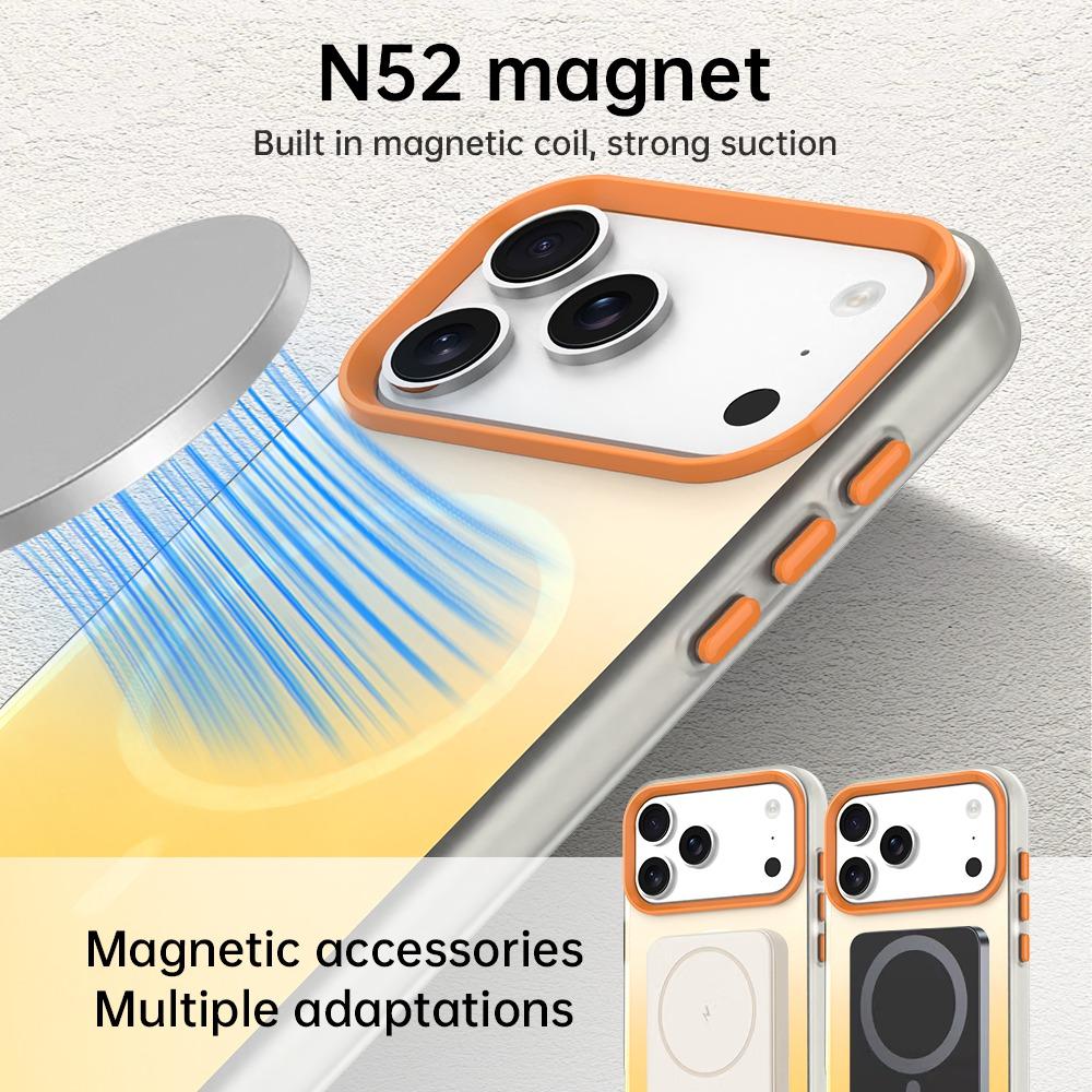 Compatible with iPhone 18 Pro Max Candy Gradient Series 3 in 1 Dual-Layer Magnetic Phone Case - Yellow