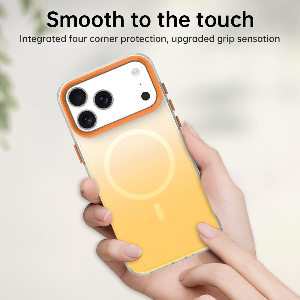Compatible with iPhone 18 Pro Max Candy Gradient Series 3 in 1 Dual-Layer Magnetic Phone Case - Yellow
