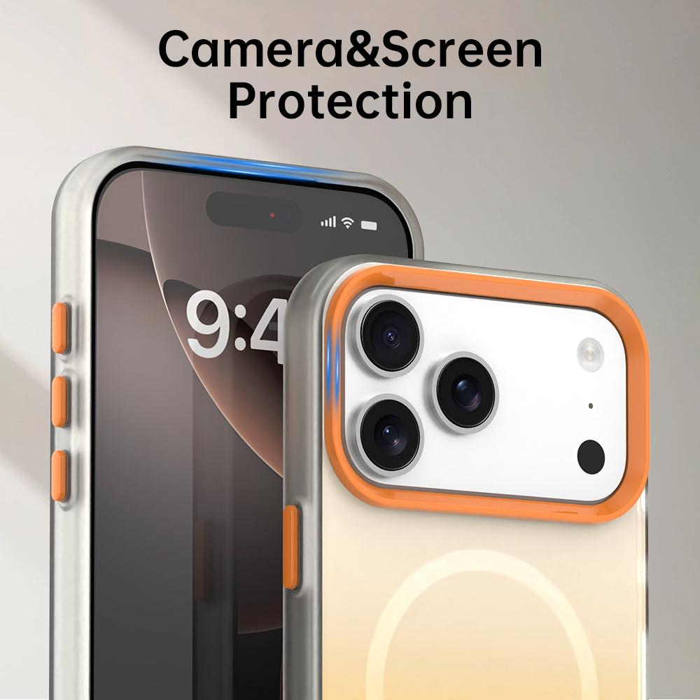 Compatible with iPhone 18 Pro Max Candy Gradient Series 3 in 1 Dual-Layer Magnetic Phone Case - Yellow