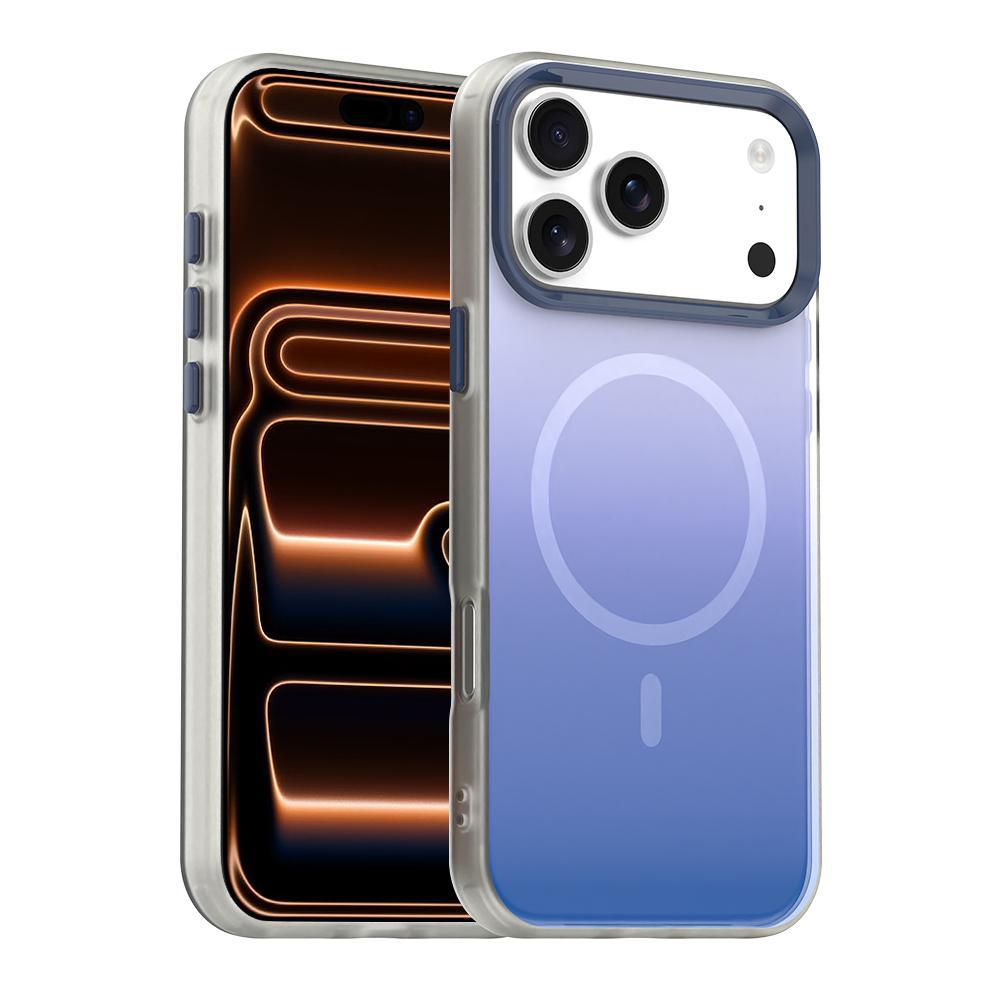 Compatible with iPhone 18 Pro Max Candy Gradient Series 3 in 1 Dual-Layer Magnetic Phone Case - Blue