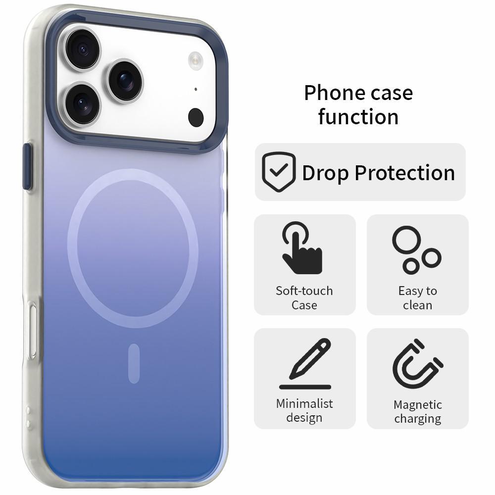 Compatible with iPhone 18 Pro Max Candy Gradient Series 3 in 1 Dual-Layer Magnetic Phone Case - Blue