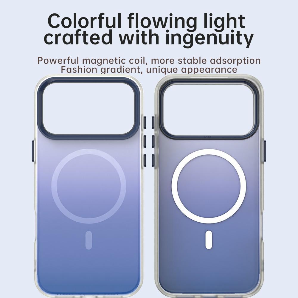 Compatible with iPhone 18 Pro Max Candy Gradient Series 3 in 1 Dual-Layer Magnetic Phone Case - Blue
