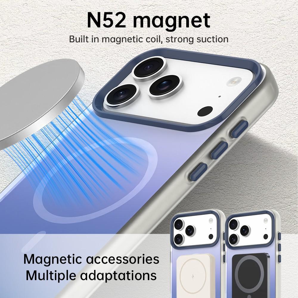 Compatible with iPhone 18 Pro Max Candy Gradient Series 3 in 1 Dual-Layer Magnetic Phone Case - Blue