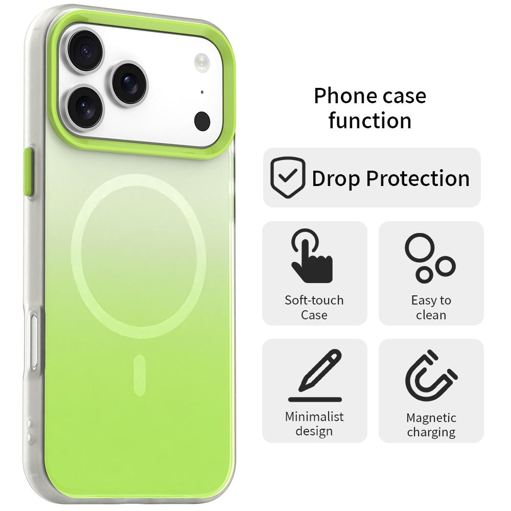 Compatible with iPhone 18 Pro Max Candy Gradient Series 3 in 1 Dual-Layer Magnetic Phone Case - Green