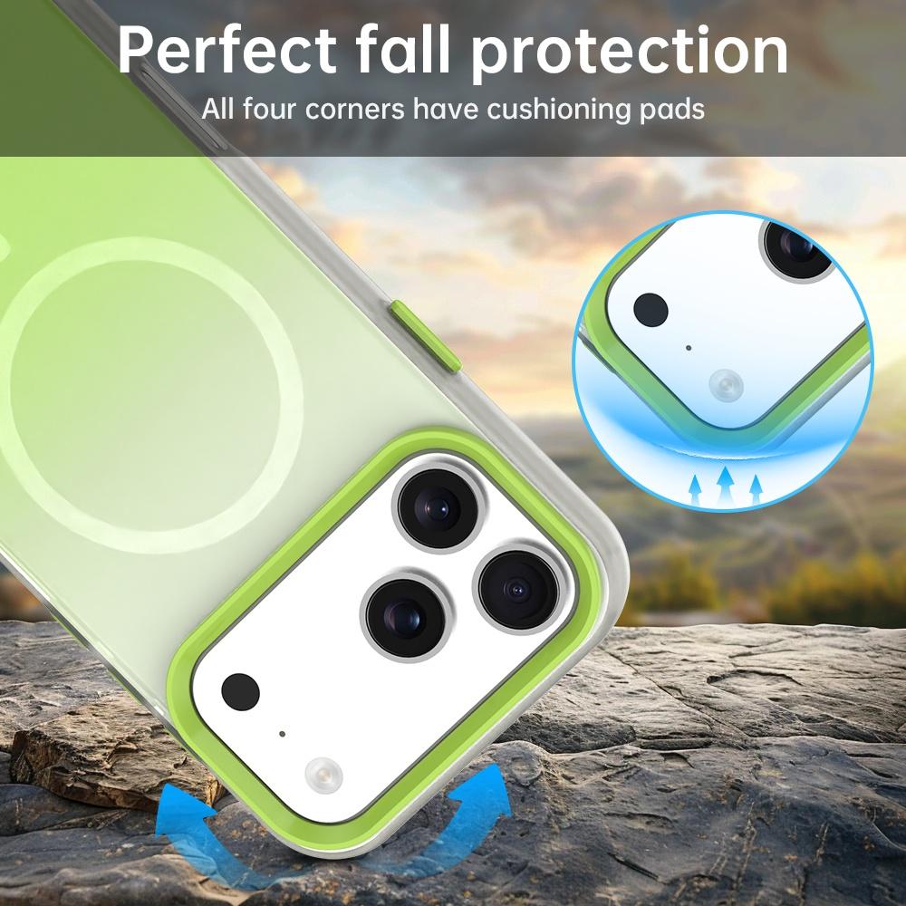 Compatible with iPhone 18 Pro Max Candy Gradient Series 3 in 1 Dual-Layer Magnetic Phone Case - Green