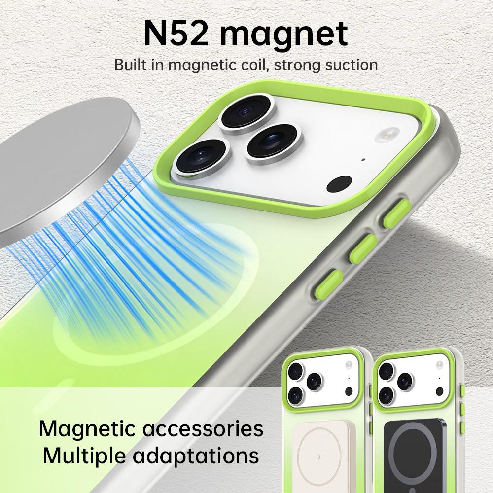 Compatible with iPhone 18 Pro Max Candy Gradient Series 3 in 1 Dual-Layer Magnetic Phone Case - Green