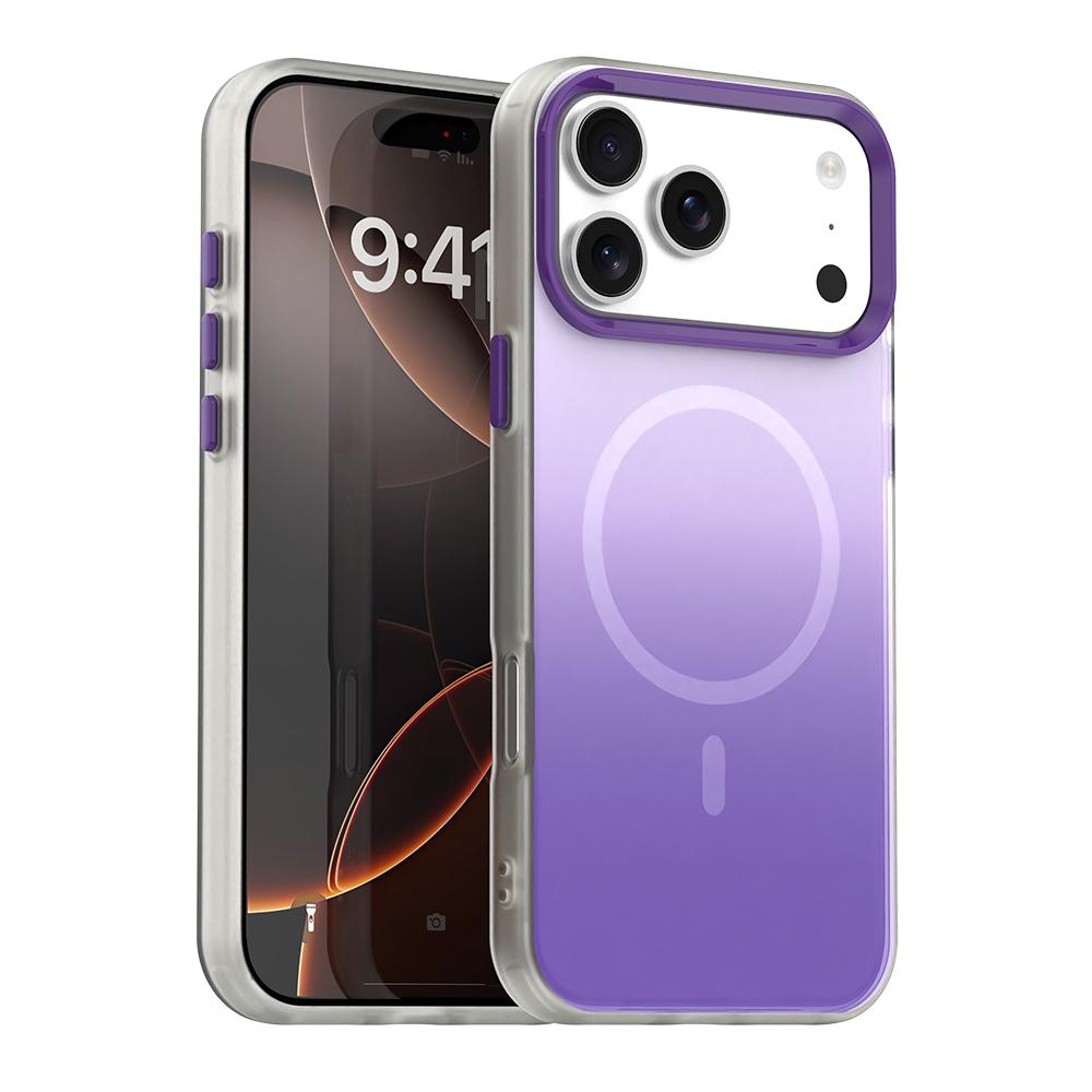 Compatible with iPhone 18 Pro Max Candy Gradient Series 3 in 1 Dual-Layer Magnetic Phone Case - Purple