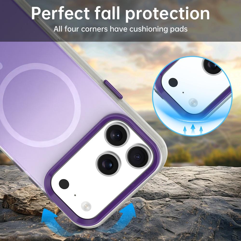 Compatible with iPhone 18 Pro Max Candy Gradient Series 3 in 1 Dual-Layer Magnetic Phone Case - Purple