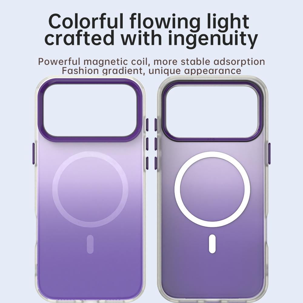 Compatible with iPhone 18 Pro Max Candy Gradient Series 3 in 1 Dual-Layer Magnetic Phone Case - Purple