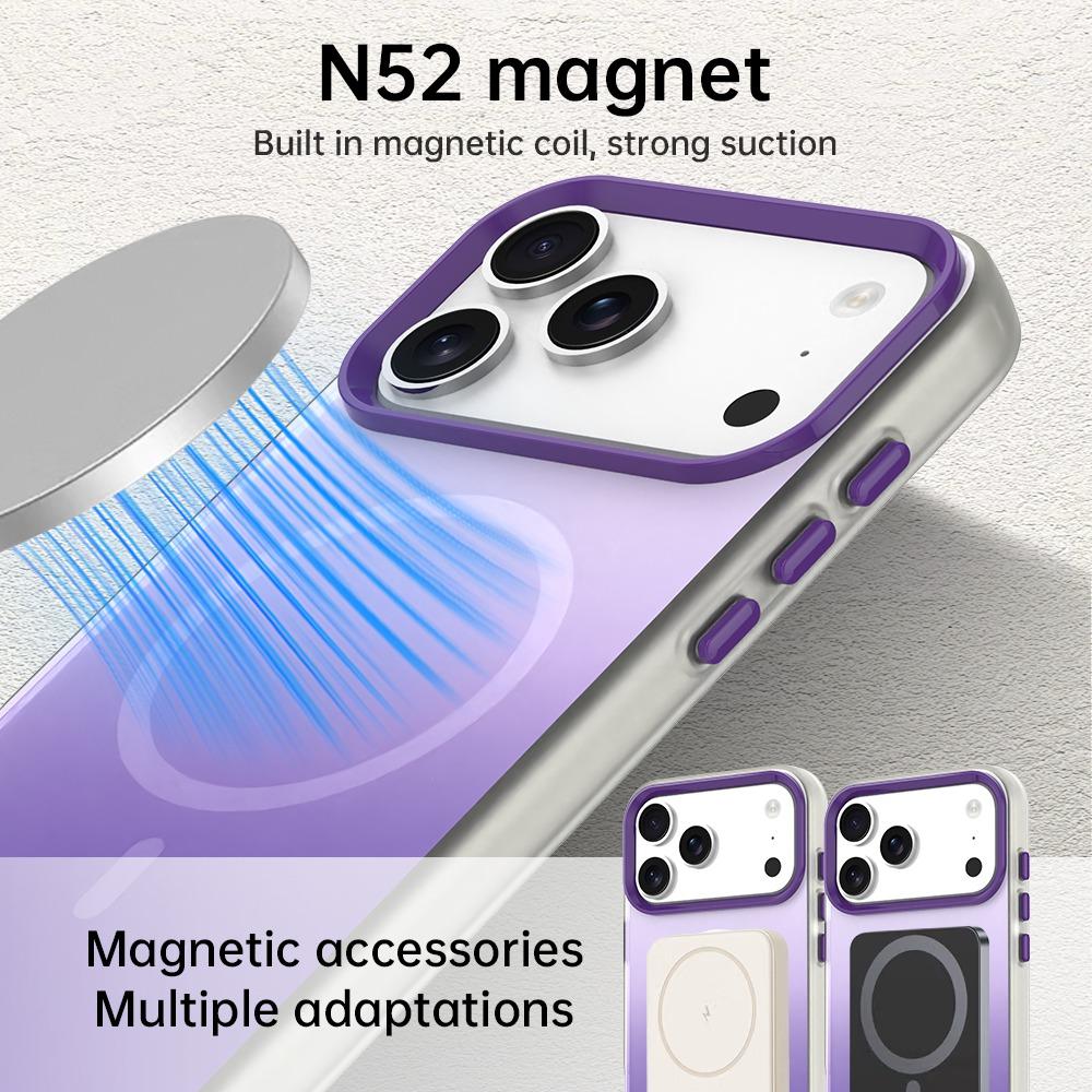 Compatible with iPhone 18 Pro Max Candy Gradient Series 3 in 1 Dual-Layer Magnetic Phone Case - Purple