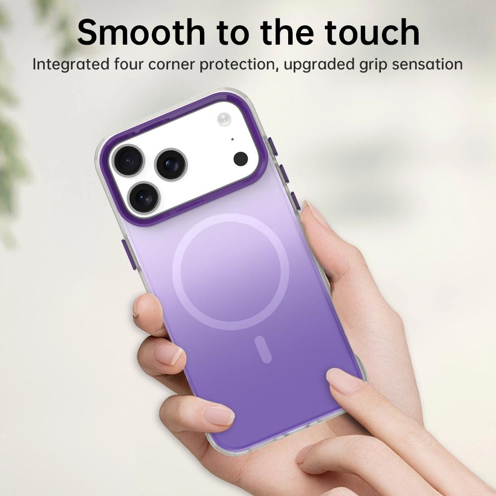 Compatible with iPhone 18 Pro Max Candy Gradient Series 3 in 1 Dual-Layer Magnetic Phone Case - Purple