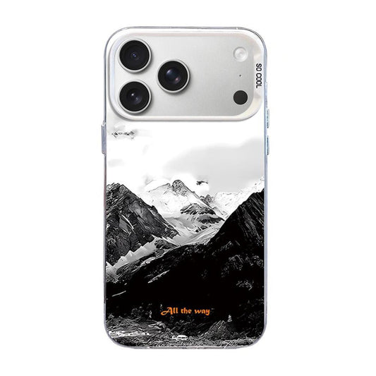 Compatible with iPhone 18 Pro Max & 17 Pro Max Mountain Pattern Color Silver PC Dual-Layer TPU Phone Case - Snow Mountain