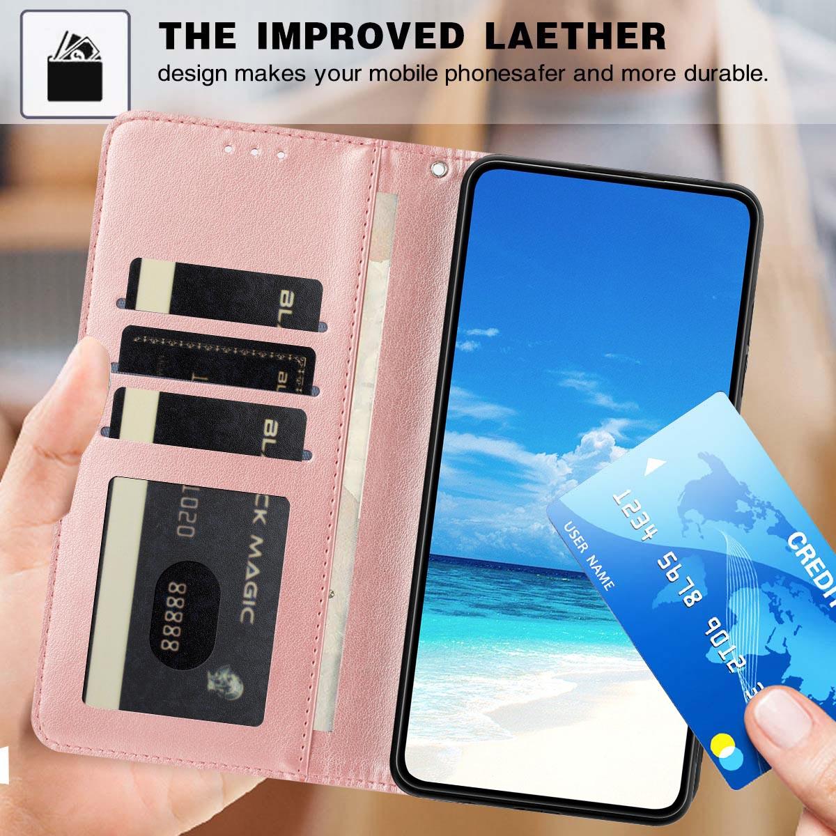 Compatible with iPhone 18 Pro Max Sunflower Embossed Vegan Leather Phone Case with Small Black Rope - Rose Gold
