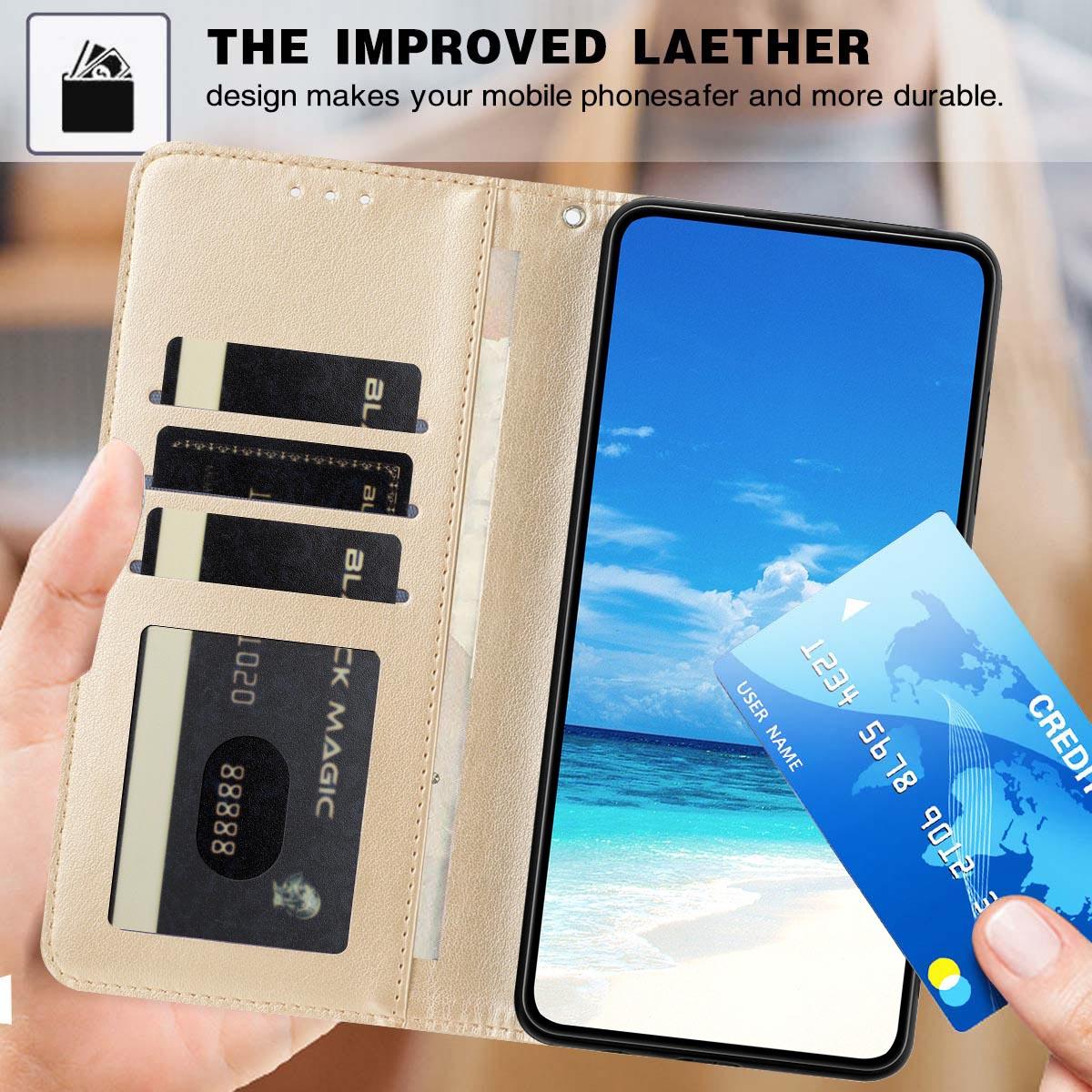 Compatible with iPhone 18 Pro Sunflower Embossed Vegan Leather Phone Case with Small Black Rope - Gold