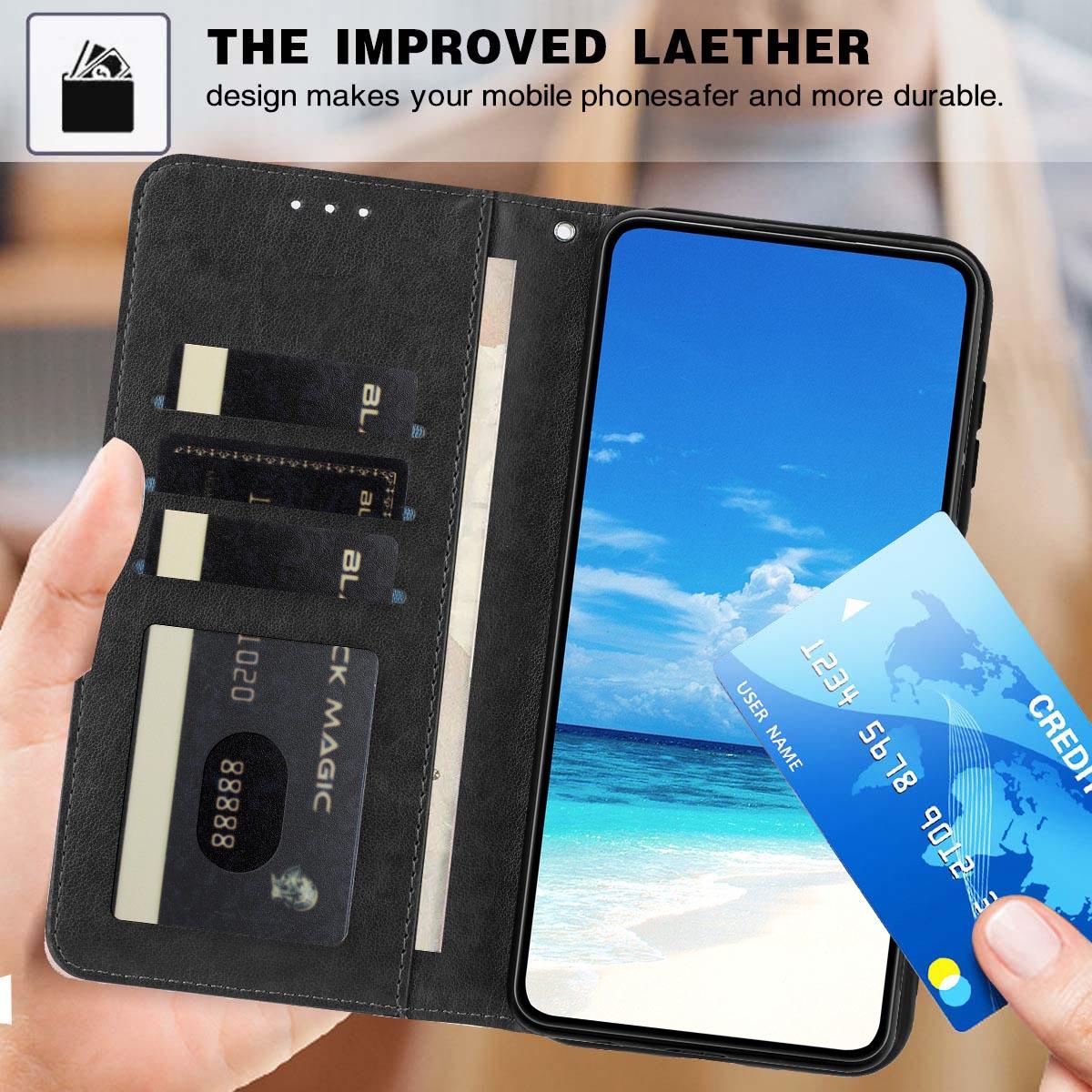 Compatible with iPhone 18 Pro Sunflower Embossed Vegan Leather Phone Case with Small Black Rope - Black