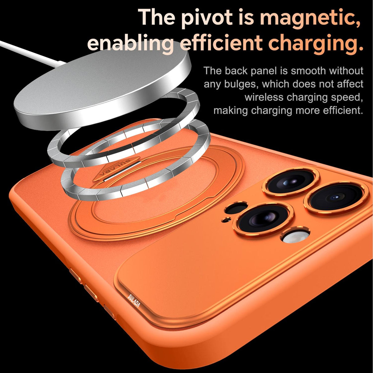 Compatible with iPhone 18 Pro Max SULADA TransCompatible withms Into 17 Pro Semi-Transparent Matte Rotation Magnetic Holder Phone Case - Blue