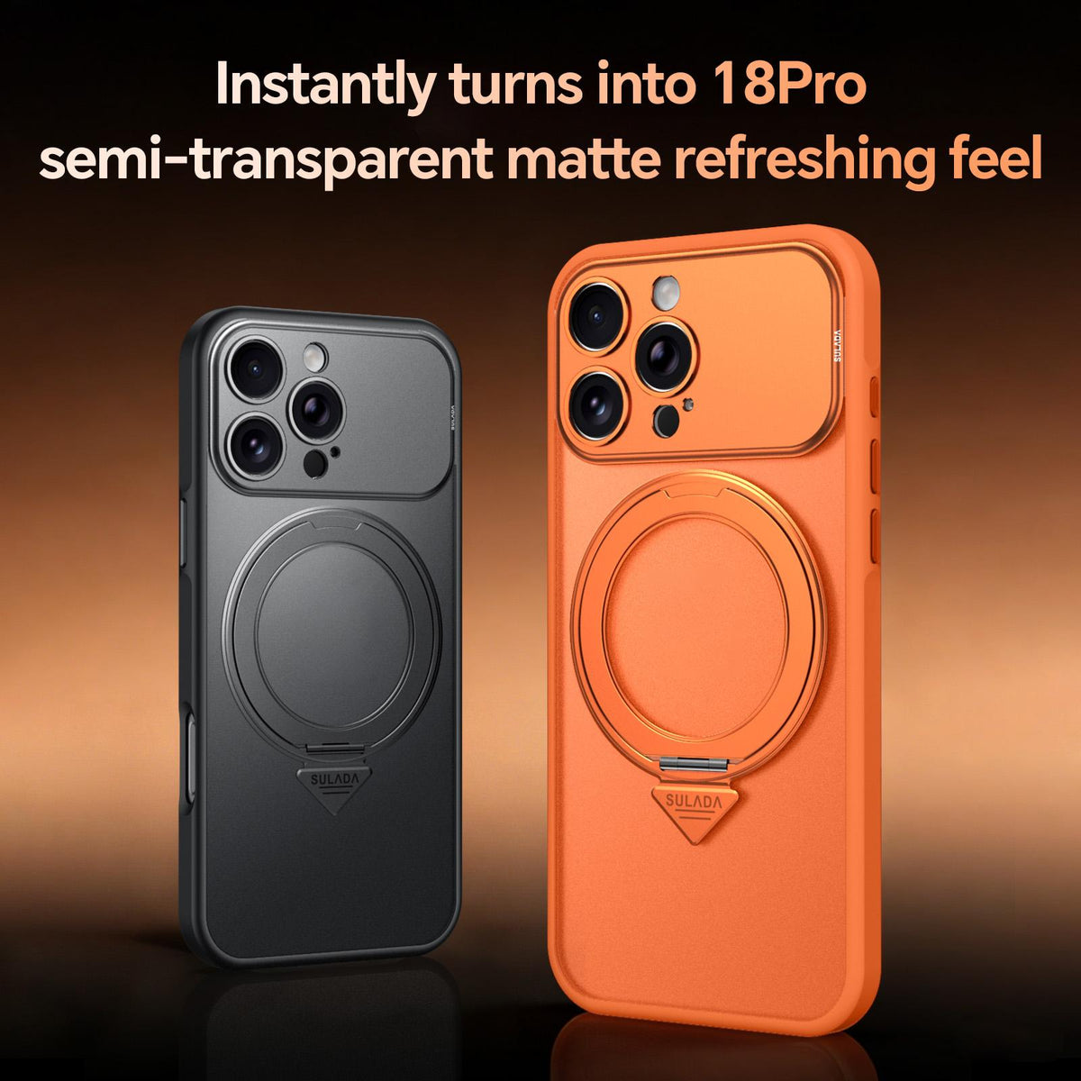 Compatible with iPhone 18 Pro Max SULADA TransCompatible withms Into 17 Pro Semi-Transparent Matte Rotation Magnetic Holder Phone Case - Sky Blue