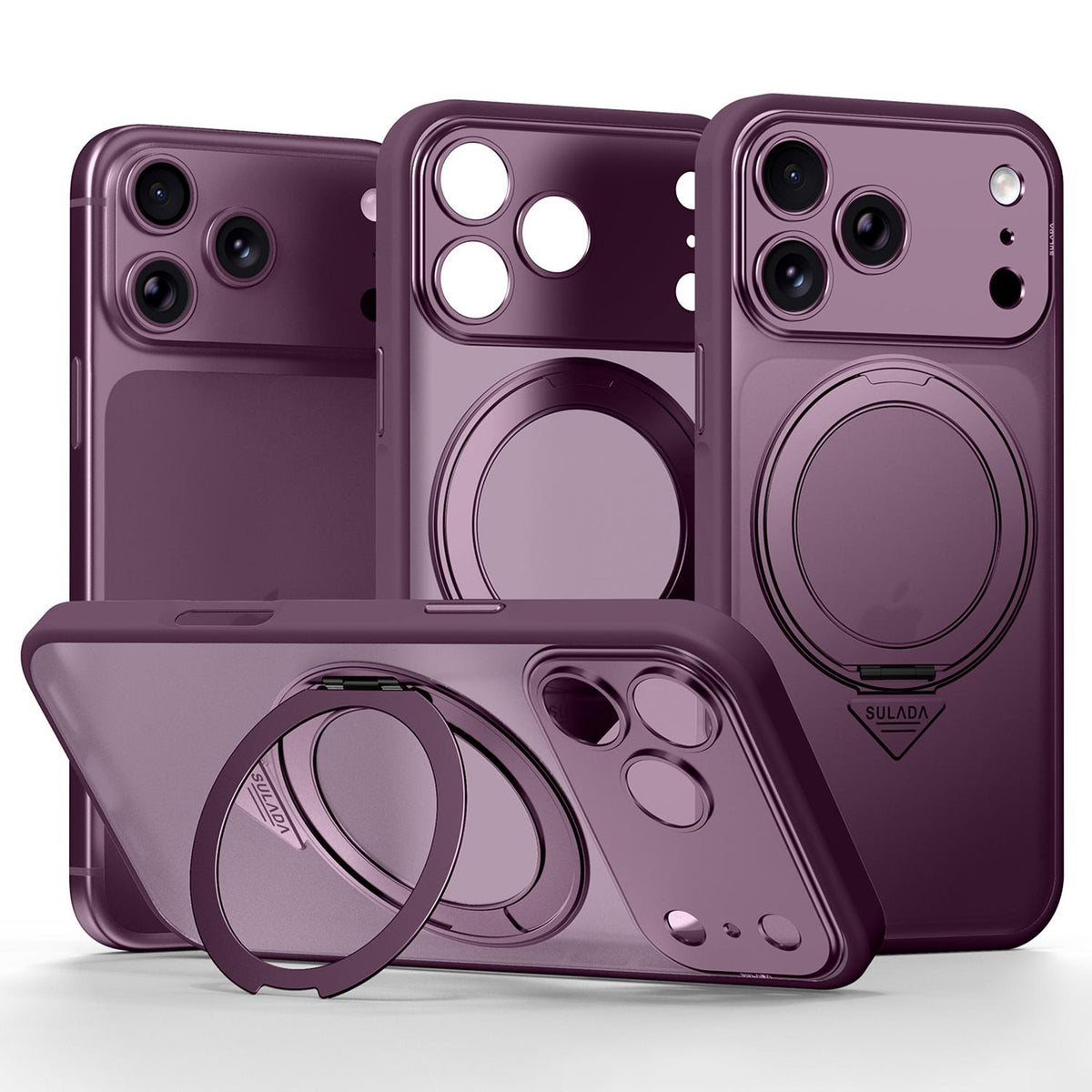 Compatible with iPhone 18 Pro Max SULADA TransCompatible withms Into 17 Pro Semi-Transparent Matte Rotation Magnetic Holder Phone Case - Purple