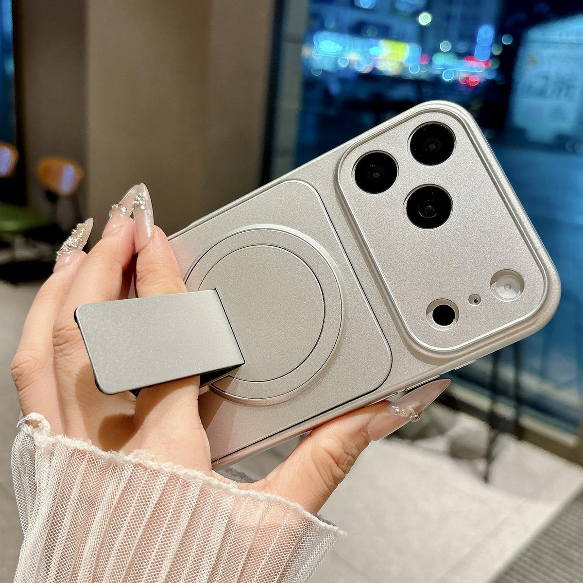 Compatible with iPhone 18 Pro Instantly TransCompatible withms Into 17 Pro Invisible Holder Magnetic Phone Case - Silver