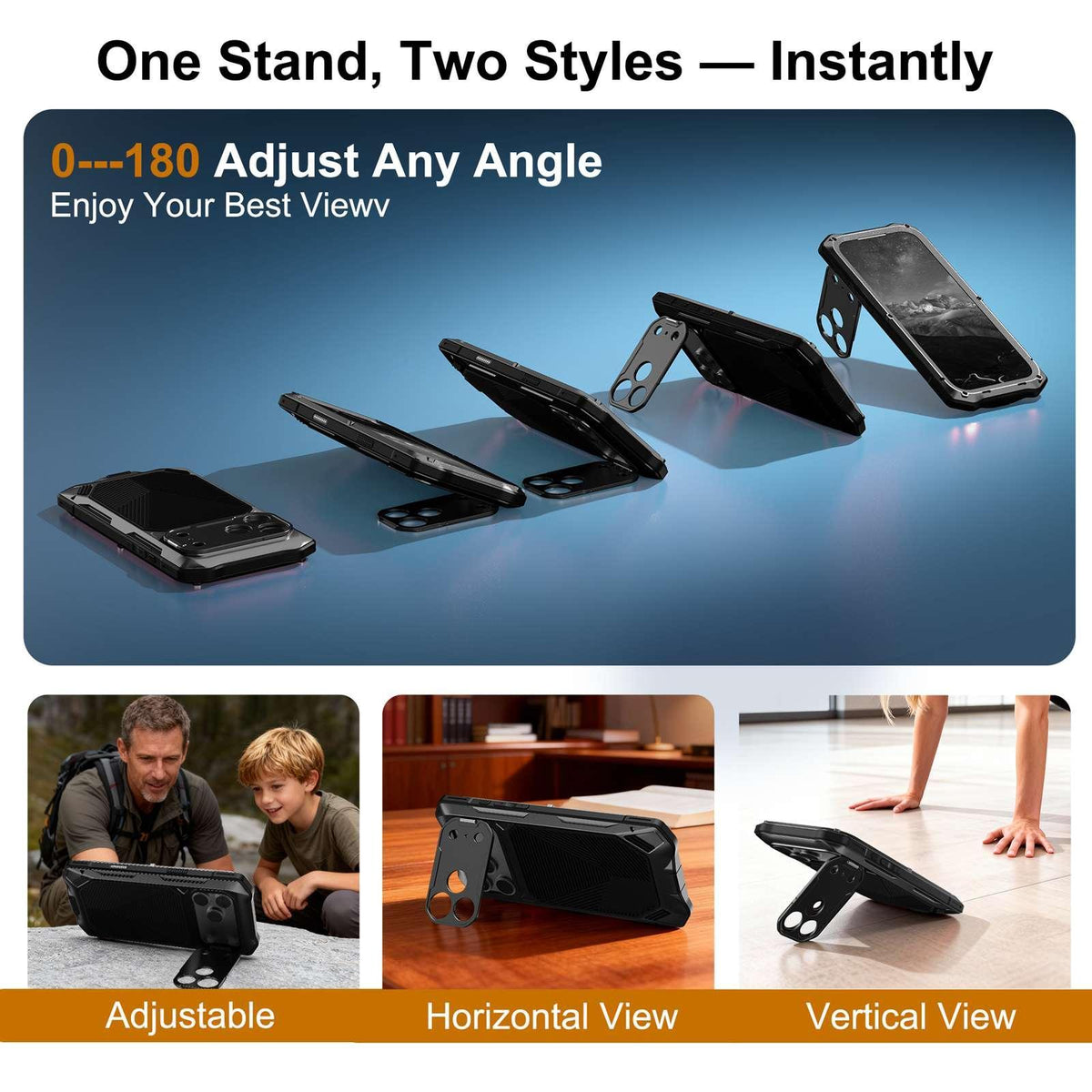 Compatible with iPhone 18 Pro Max Metal Armor Construction IP65 Waterproof Magnetic Phone Case - Black