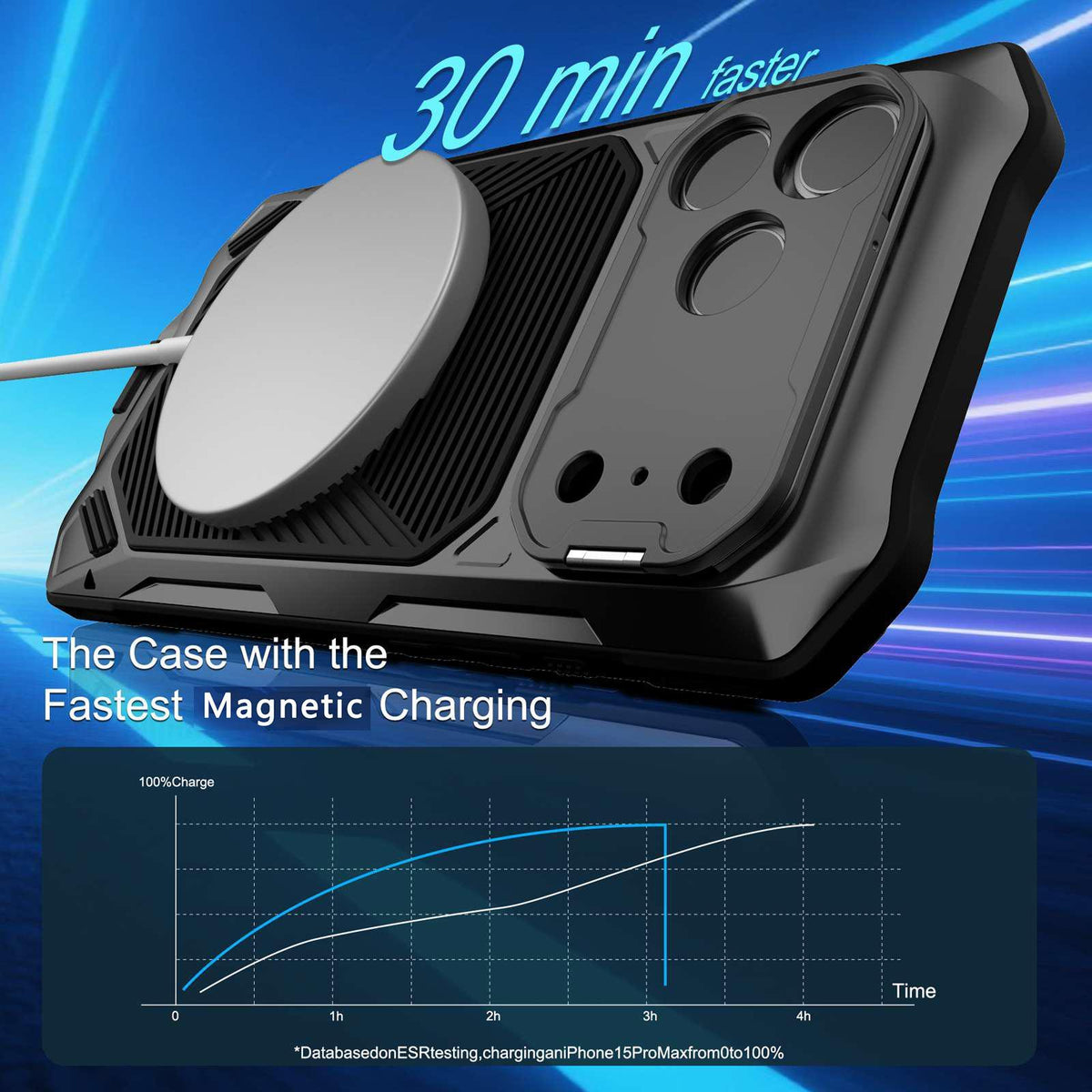 Compatible with iPhone 18 Pro Max Metal Armor Construction IP65 Waterproof Magnetic Phone Case - Black