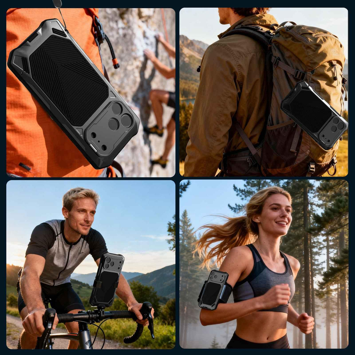 Compatible with iPhone 18 Pro Max Metal Armor Construction IP65 Waterproof Magnetic Phone Case - Black
