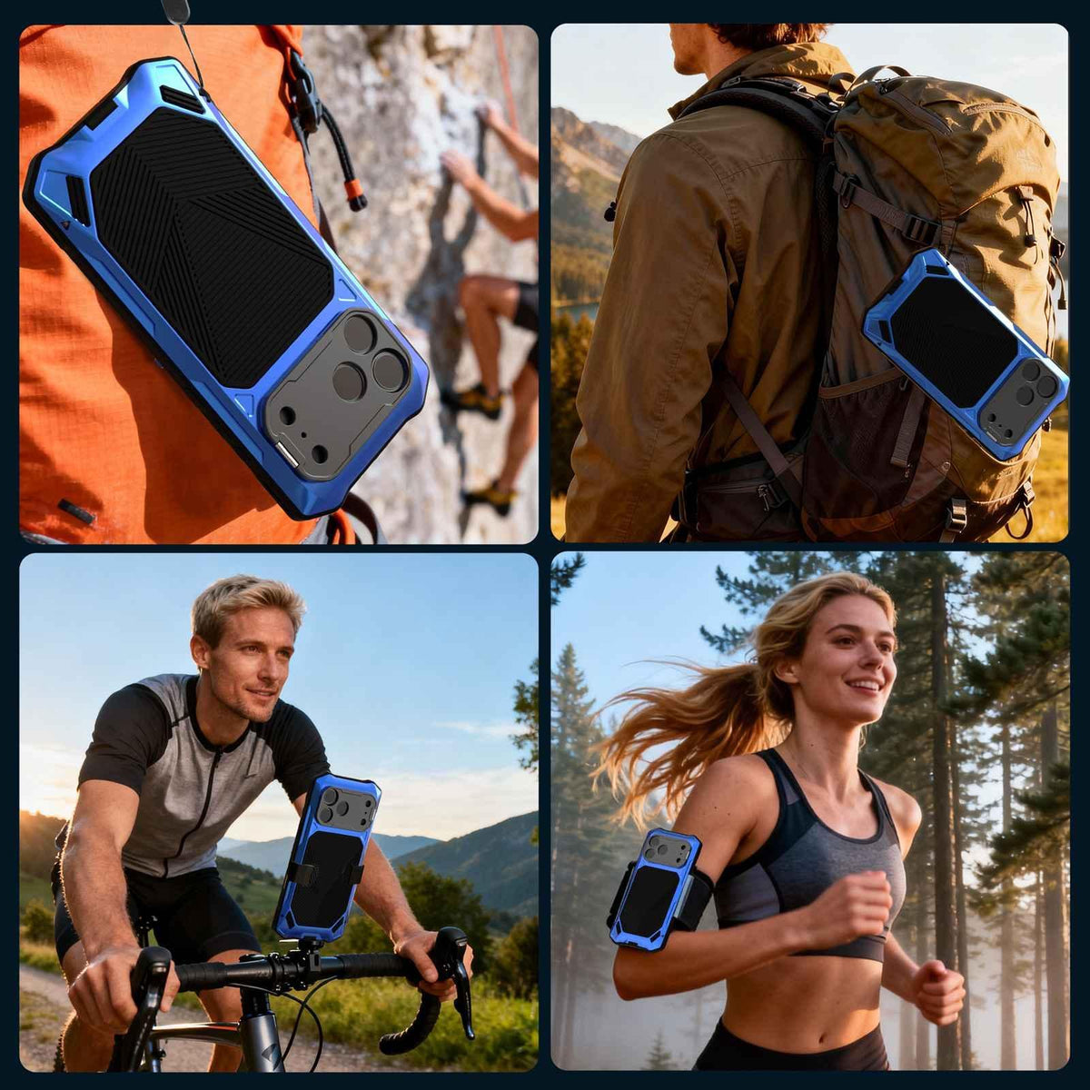 Compatible with iPhone 18 Pro Max Metal Armor Construction IP65 Waterproof Magnetic Phone Case - Blue