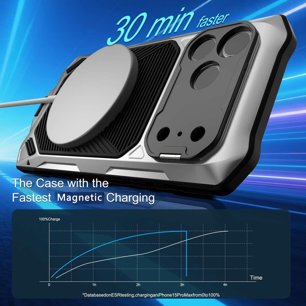 Compatible with iPhone 18 Pro Max Metal Armor Construction IP65 Waterproof Magnetic Phone Case - Silver