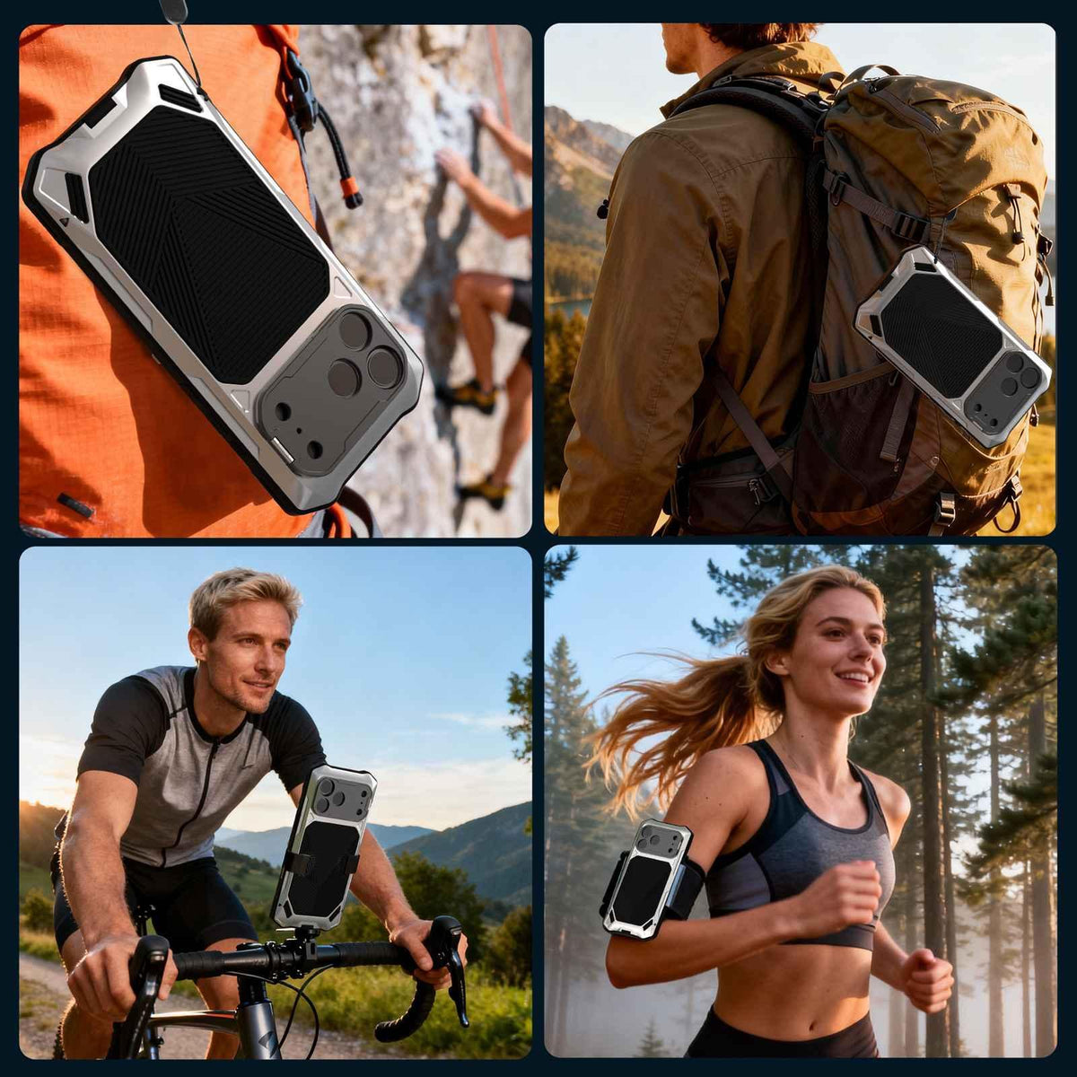 Compatible with iPhone 18 Pro Max Metal Armor Construction IP65 Waterproof Magnetic Phone Case - Silver