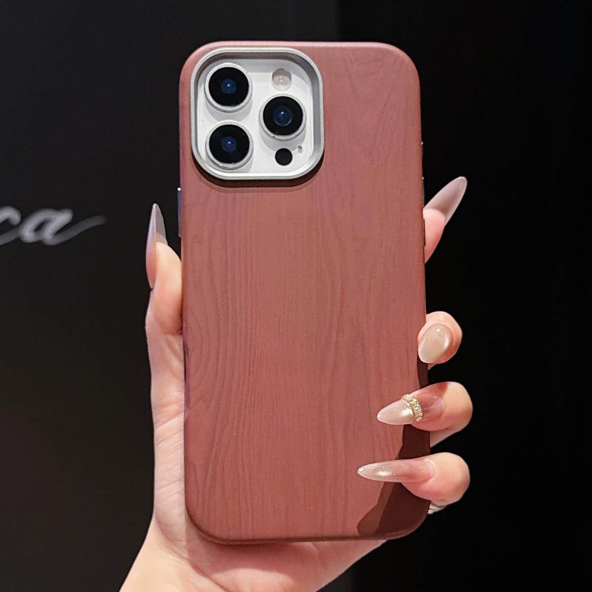 Compatible with iPhone 18 Pro Max & 17 Pro Max Wood Grain Full Coverage Magnetic Phone Case - Brown