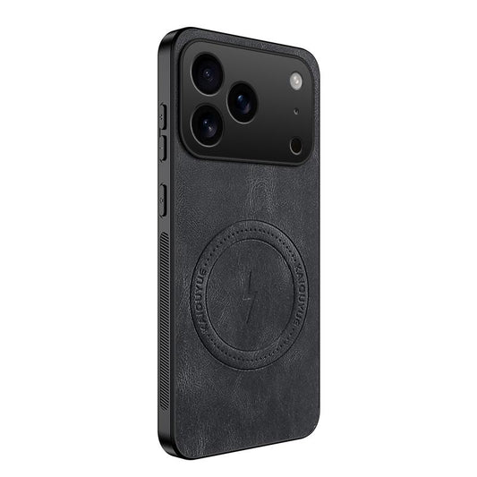 Compatible with iPhone 18 Pro Max WANLONFENG SD Series Nappa Texture Magnetic Phone Case - Black