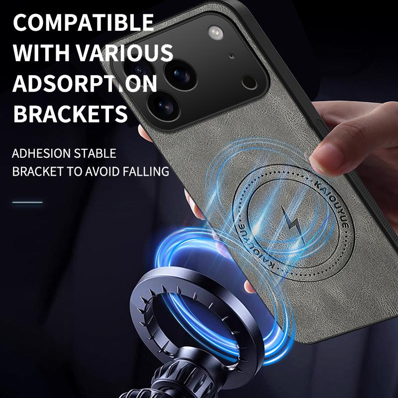 Compatible with iPhone 18 Pro Max WANLONFENG SD Series Nappa Texture Magnetic Phone Case - Black