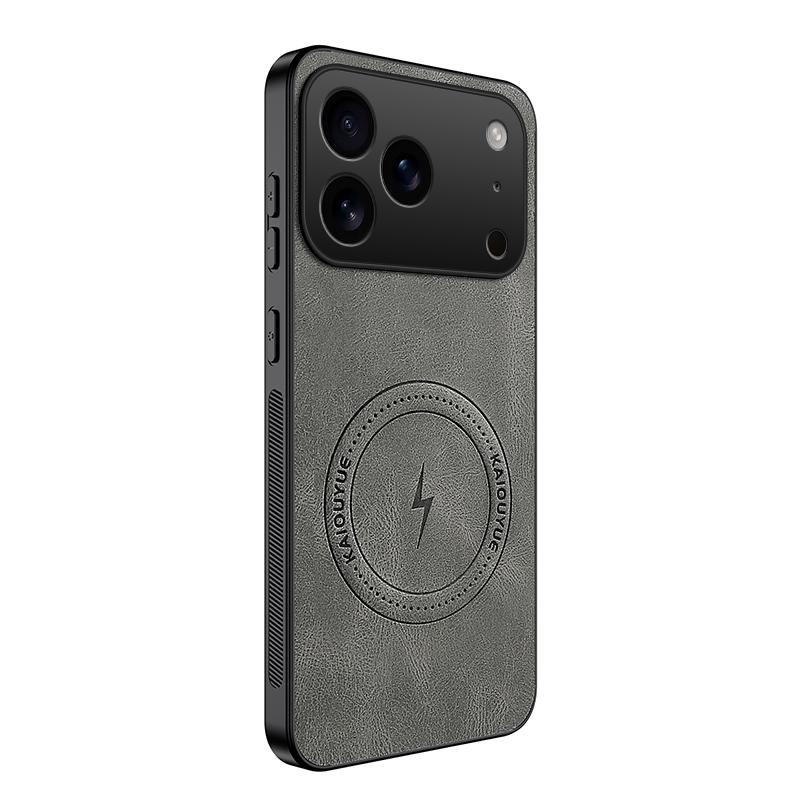 Compatible with iPhone 18 Pro Max WANLONFENG SD Series Nappa Texture Magnetic Phone Case - Grey