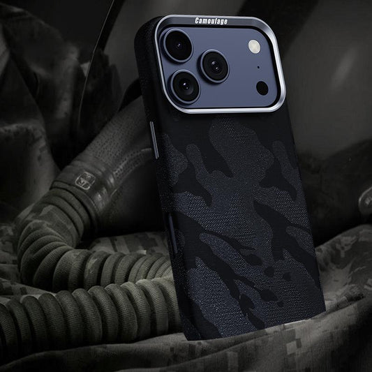 Compatible with iPhone 18 Pro Max & 17 Pro Max Camouflage Full Coverage Magnetic Shockproof Phone Case - Black