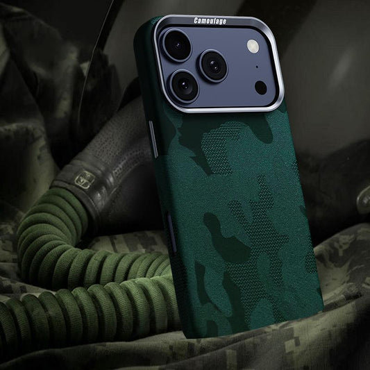 Compatible with iPhone 18 Pro Max & 17 Pro Max Camouflage Full Coverage Magnetic Shockproof Phone Case - Army Green