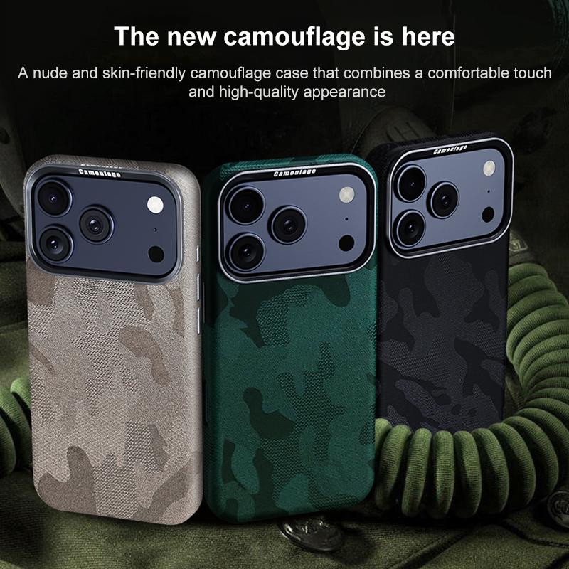 Compatible with iPhone 18 Pro Max & 17 Pro Max Camouflage Full Coverage Magnetic Shockproof Phone Case - Titanium Gray