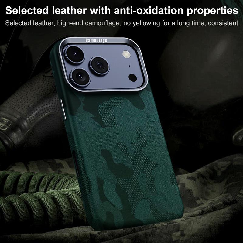 Compatible with iPhone 18 Pro & 17 Pro Camouflage Full Coverage Magnetic Shockproof Phone Case - Black