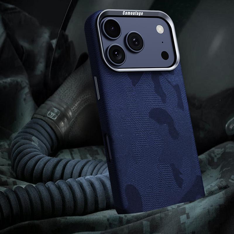 Compatible with iPhone 18 Pro & 17 Pro Camouflage Full Coverage Magnetic Shockproof Phone Case - Blue