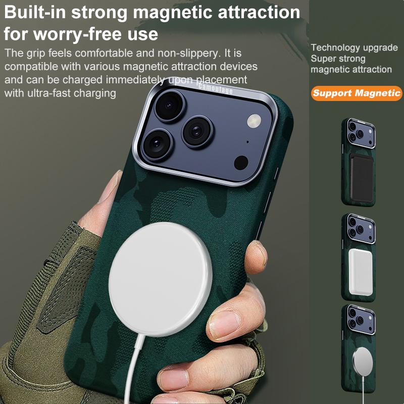 Compatible with iPhone 18 Pro & 17 Pro Camouflage Full Coverage Magnetic Shockproof Phone Case - Blue