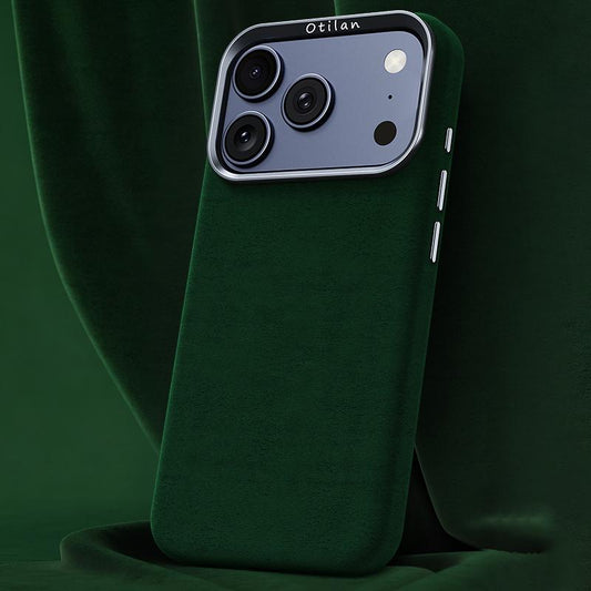 Compatible with iPhone 18 Pro Max & 17 Pro Max Ottilan Series Full Coverage Magnetic Microfiber Leather PC Phone Case - Dark Green