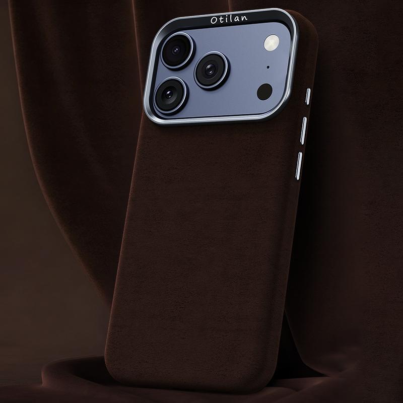 Compatible with iPhone 18 Pro Max & 17 Pro Max Ottilan Series Full Coverage Magnetic Microfiber Leather PC Phone Case - Coffee