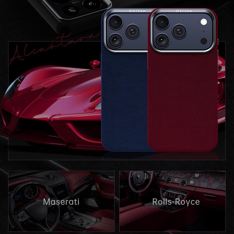 Compatible with iPhone 18 Pro Max & 17 Pro Max Ottilan Series Full Coverage Magnetic Microfiber Leather PC Phone Case - Grey