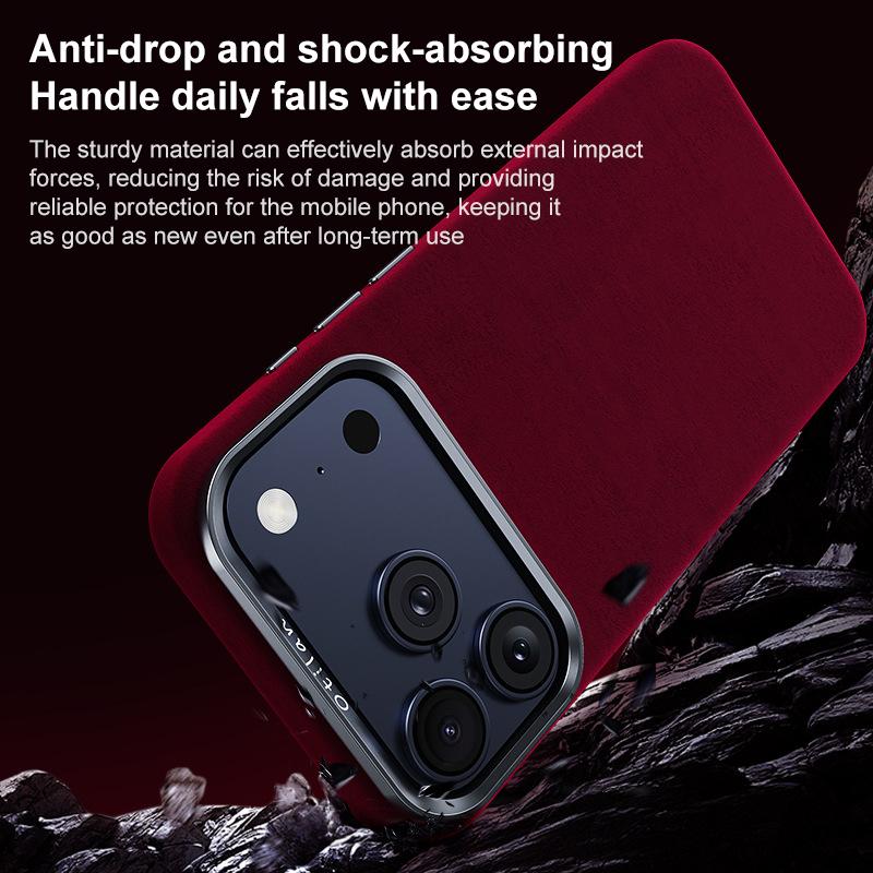 Compatible with iPhone 18 Pro Max & 17 Pro Max Ottilan Series Full Coverage Magnetic Microfiber Leather PC Phone Case - Grey