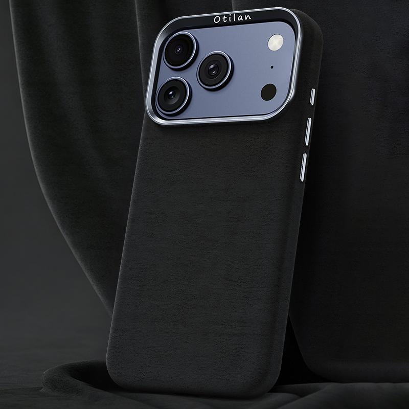 Compatible with iPhone 18 Pro Max & 17 Pro Max Ottilan Series Full Coverage Magnetic Microfiber Leather PC Phone Case - Dark Grey