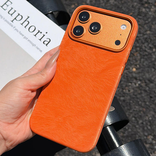 Compatible with iPhone 18 Pro Max & 17 Pro Max Horsehair Pattern Magnetic Full Coverage TPU Phone Case - Orange