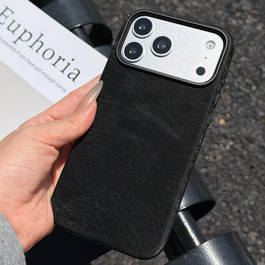 Compatible with iPhone 18 Pro Max & 17 Pro Max Horsehair Pattern Magnetic Full Coverage TPU Phone Case - Black