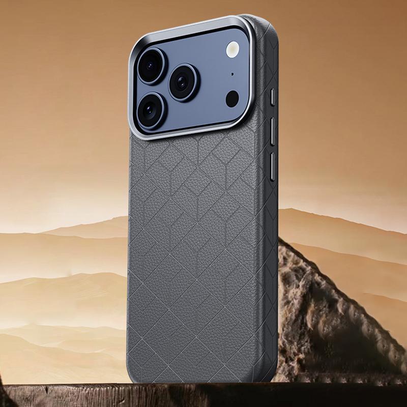 Compatible with iPhone 18 Pro & 17 Pro Rubik Cube Series Embossed Grid Pattern Magnetic Phone Case - Dark Grey