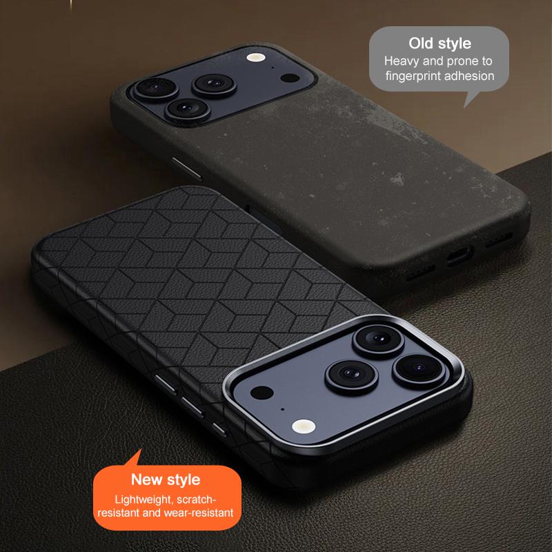 Compatible with iPhone 18 Pro Max & 17 Pro Max Rubik Cube Series Embossed Grid Pattern Magnetic Phone Case - Blue