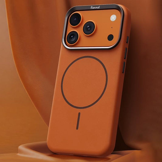 Compatible with iPhone 18 Pro Max & 17 Pro Max Elephant Leather Full Coverage Magnetic Microfiber Leather PC Phone Case - Orange