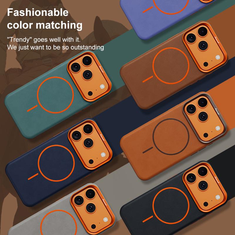 Compatible with iPhone 18 Pro Max & 17 Pro Max Elephant Leather Full Coverage Magnetic Microfiber Leather PC Phone Case - Brown